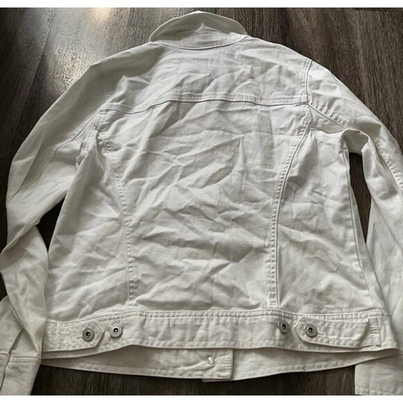 Style & Co White Jean Jacket Button Up Women’s Size Large - Picture 9 of 13
